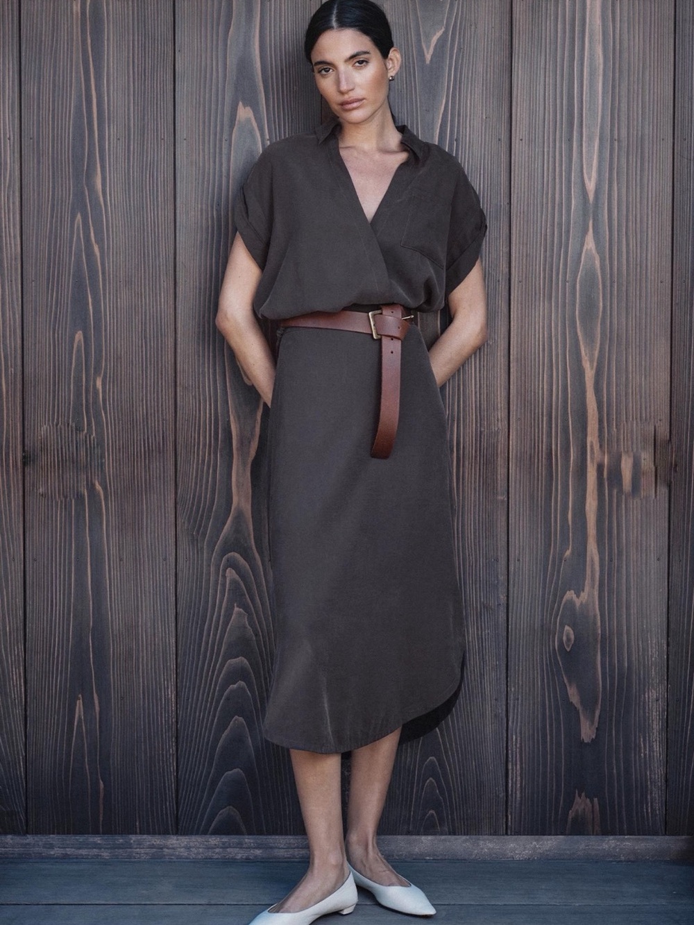 Brochu Walker The Cabas Midi Skirt Women’s Mushroom Brown Size Small